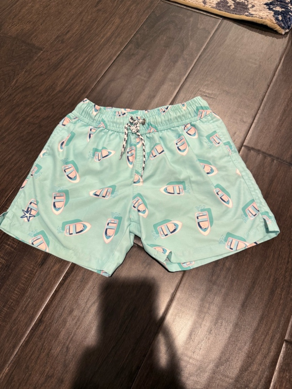 Kids Snapper Rock Bakers Bay Gold Club Mint Boat-Print Swim Trunks